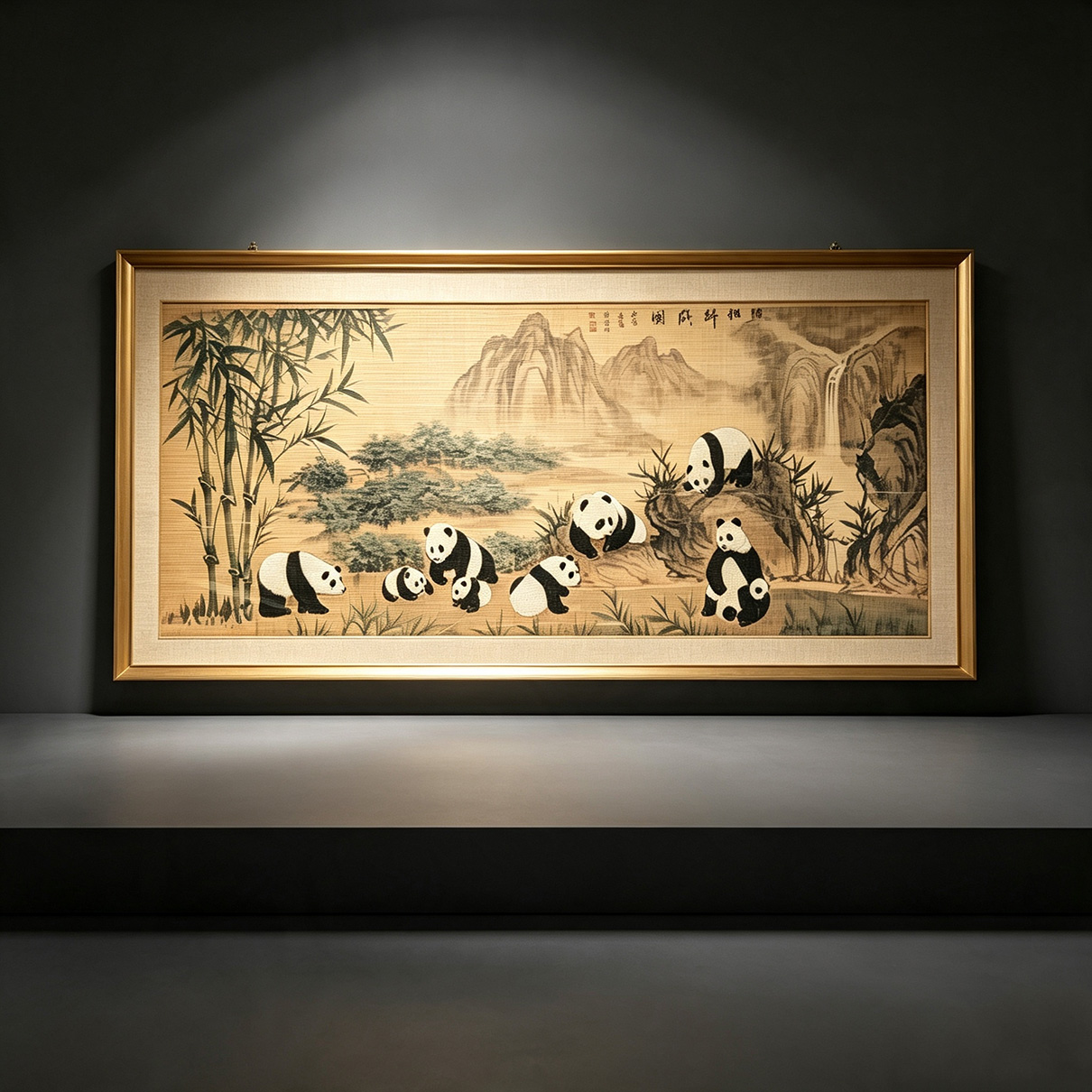 National Treasure Panda Bamboo Curtain Painting
